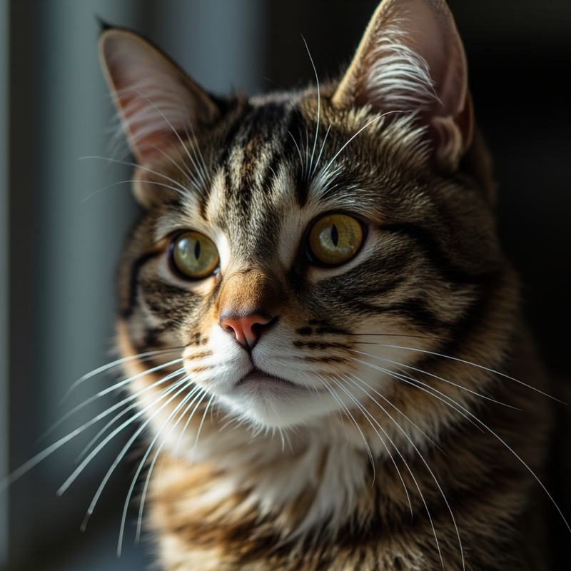 Close-up of a cat face showing whisker edges preserved after background removal — each whisker visible against the transparent background without clipping or halo